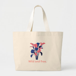 'Wild And Free' Botanical Aesthetic Large Tote Bag