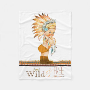 Wild and Free Boys Tribal Baby Fleece Blanket