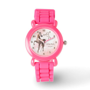Wild and free brown Arabian horse girl custm gift Watch