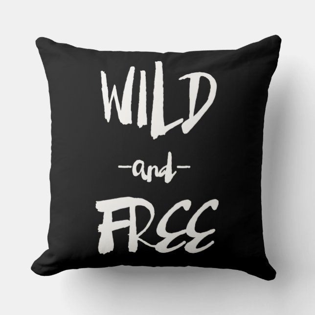 Wild and Free Brush Calligraphy Black Cushion (Front)