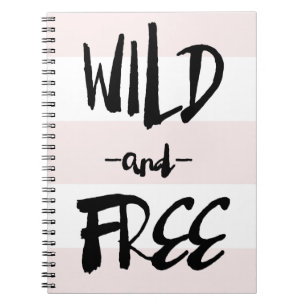 Wild and Free Brush Calligraphy Blush Stripes Notebook
