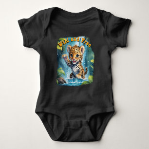 Wild and Free Cute Leopard Jungle Waterfall Text Baby Bodysuit