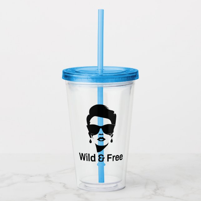 Wild and Free Divorce Single Woman Party Beach  Acrylic Tumbler (Front)