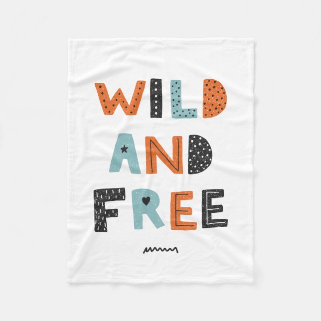 Wild and Free | Doodle Letters Fleece Blanket (Front)