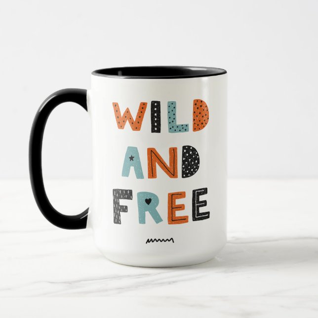 Wild and Free | Doodle Letters Mug (Left)