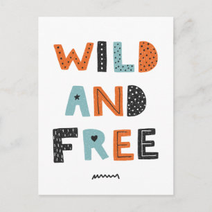 Wild and Free   Doodle Letters Postcard
