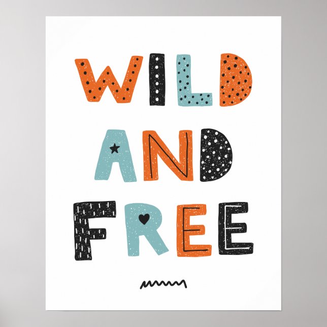Wild and Free | Doodle Letters Poster (Front)