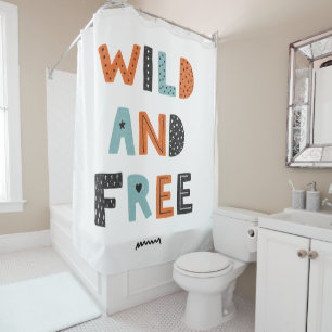 Wild and Free Doodle Letters Shower Curtain