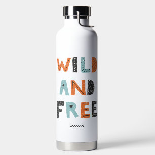 Wild and Free Doodle Letters Water Bottle