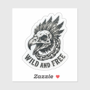 Wild and Free Eagle Skull Chain Sticker