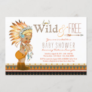 Wild and Free Ethnic Boys Tribal Boho Baby Shower Invitation