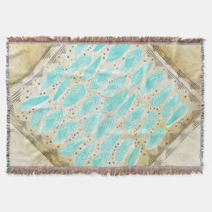 Wild and Free Feather Pattern Vintage Retro Throw Blanket