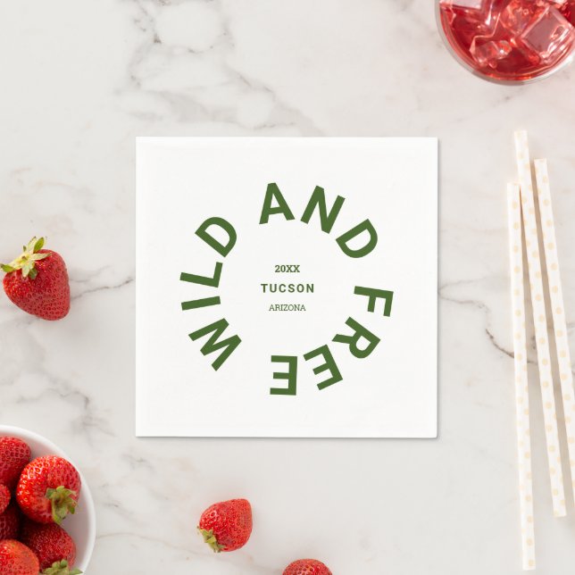Wild And Free Forest Green Camping Theme Napkin (Insitu)