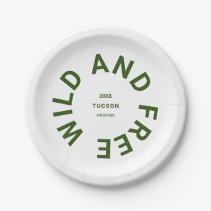 Wild And Free Forest Green Camping Theme Paper Plate