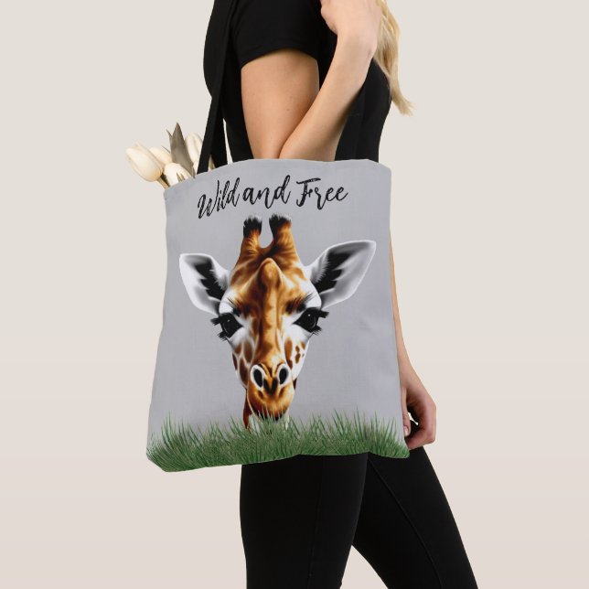 Wild And Free Giraffe Tote Bag (Close Up)