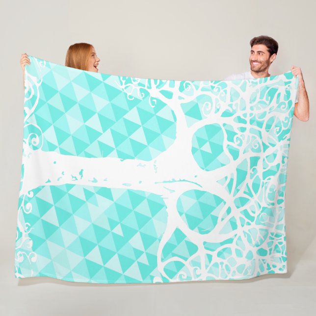 Wild and Free Mint Abstract Triangle Pattern Fleece Blanket (In Situ)