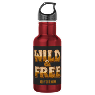 Wild and Free - Retro 70s Groovy Typography 532 Ml Water Bottle