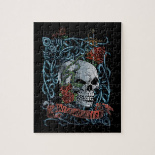 Wild and Free Rose Skeleton Skull Jigsaw Puzzle