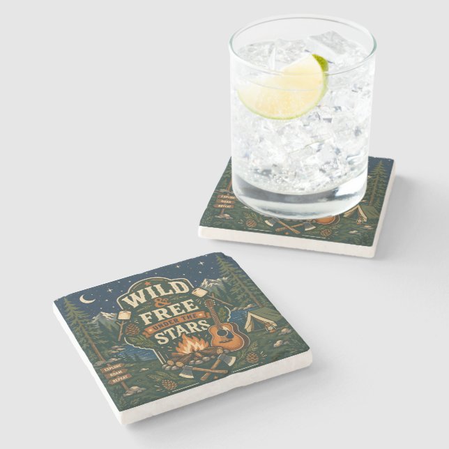 Wild And Free Under The Stars Stone Coaster (Side)