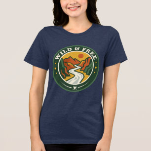 Wild and Free Vintage River Mountain Canyon Badge Tri-Blend Shirt