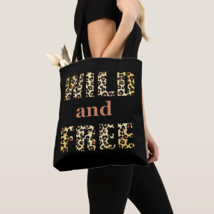 Wild and Free Word Art in a Leopard Pattern Tote Bag