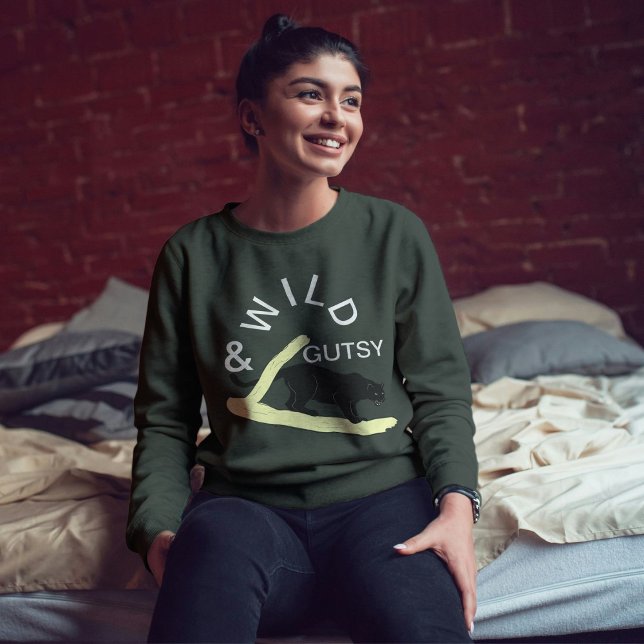 Wild And Gutsy Bold Cat Modern Design Personalised Sweatshirt (Creator Uploaded)