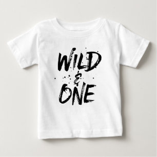 Wild And One Black Brushed Lettering Baby T-Shirt