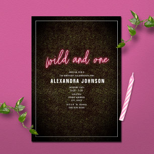 Wild and One Neon First Birthday Invitation