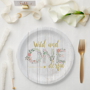 Wild and Onederful Baby Girl First Birthday Paper Plate