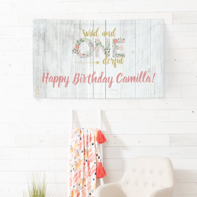 Wild and Onederful Birthday Wood Banner (Insitu)