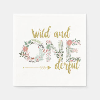 Wild and Onederful First Birthday Baby Girl Napkin