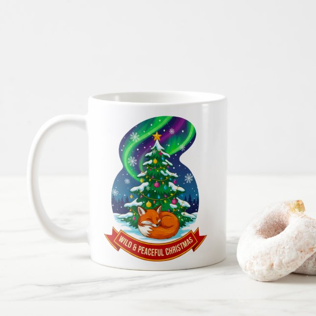 Wild and Peaceful Christmas Fox Design Coffee Mug (With Donut)