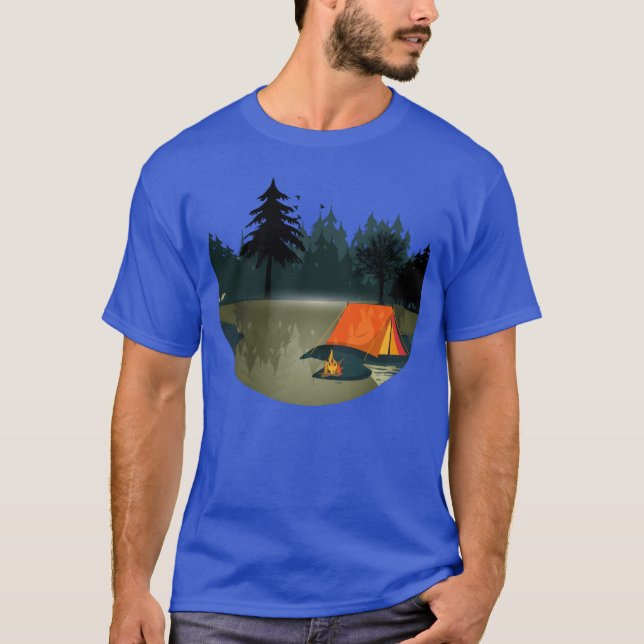 wild and romc camping with campfire romance funny T-Shirt (Front)