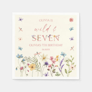 Wild and Seven Wildflower 7th Birthday Party Napkin