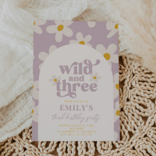 Wild and Three Daisy Birthday Invitation