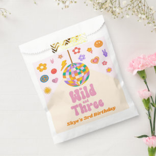 Wild and Three Retro Disco Ball 3rd Birthday Party Favour Bags