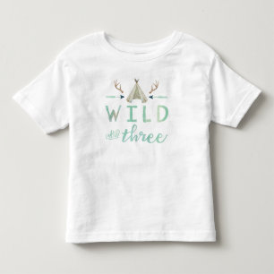 Wild and Three Tribal Boy's Birthday Shirt