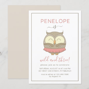 Wild and Three Whimsical Owl Birthday Party Invitation