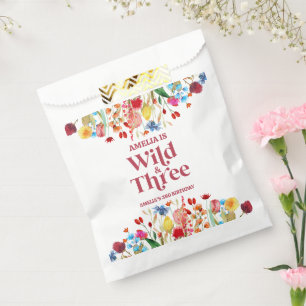 Wild and Three Wildflower Third 3rd Birthday Party Favour Bags