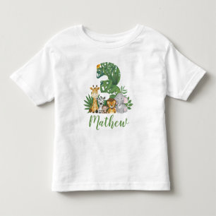 Wild and Tree 3rd Safari Birthday Jungle Animals Toddler T-Shirt