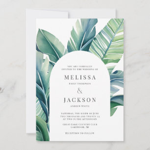 Wild and Tropical Leaves Exotic Foliage Arch Invitation