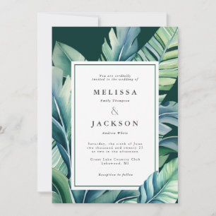 Wild and Tropical Leaves Exotic Foliage Green Invitation