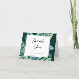 Wild and Tropical Leaves Exotic Foliage Green Thank You Card