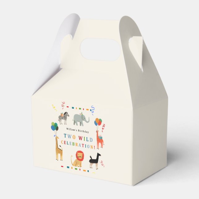 Wild and Whimsical 2nd Birthday Favour Box (Front Side)