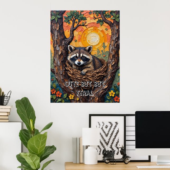 Wild and Wonderful: Racoon in the Nest Poster (Home Office)