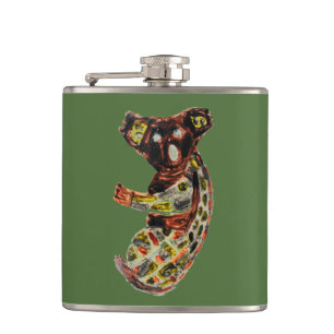 Wild Animal Aboriginal Art Koala Bear Hip Flask