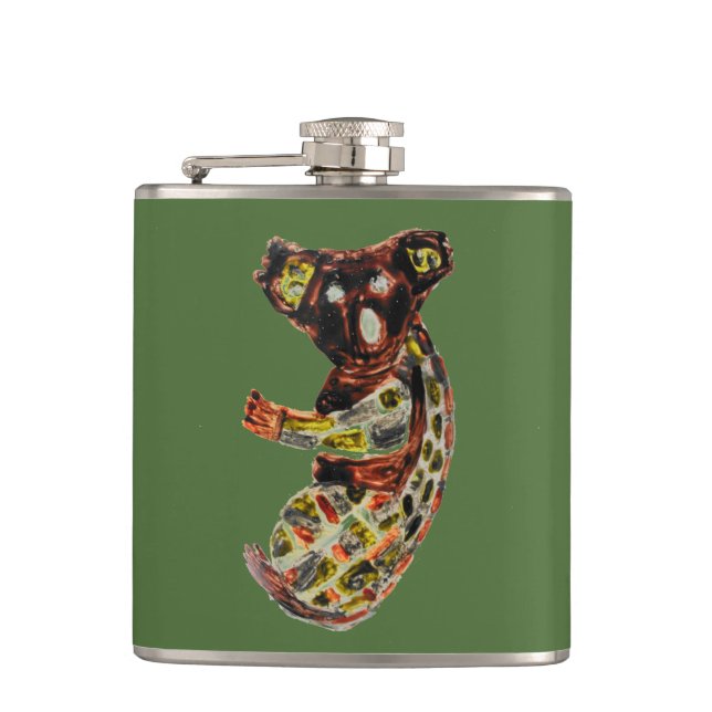 Wild Animal Aboriginal Art Koala Bear Hip Flask (Front)
