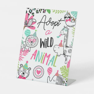 Wild Animal Adoption Station Pedestal Sign