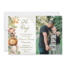 Wild Animal Baby Announcement Card