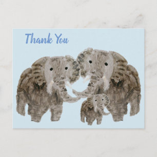Wild Animal Baby Elephant Family Thank you Postcard